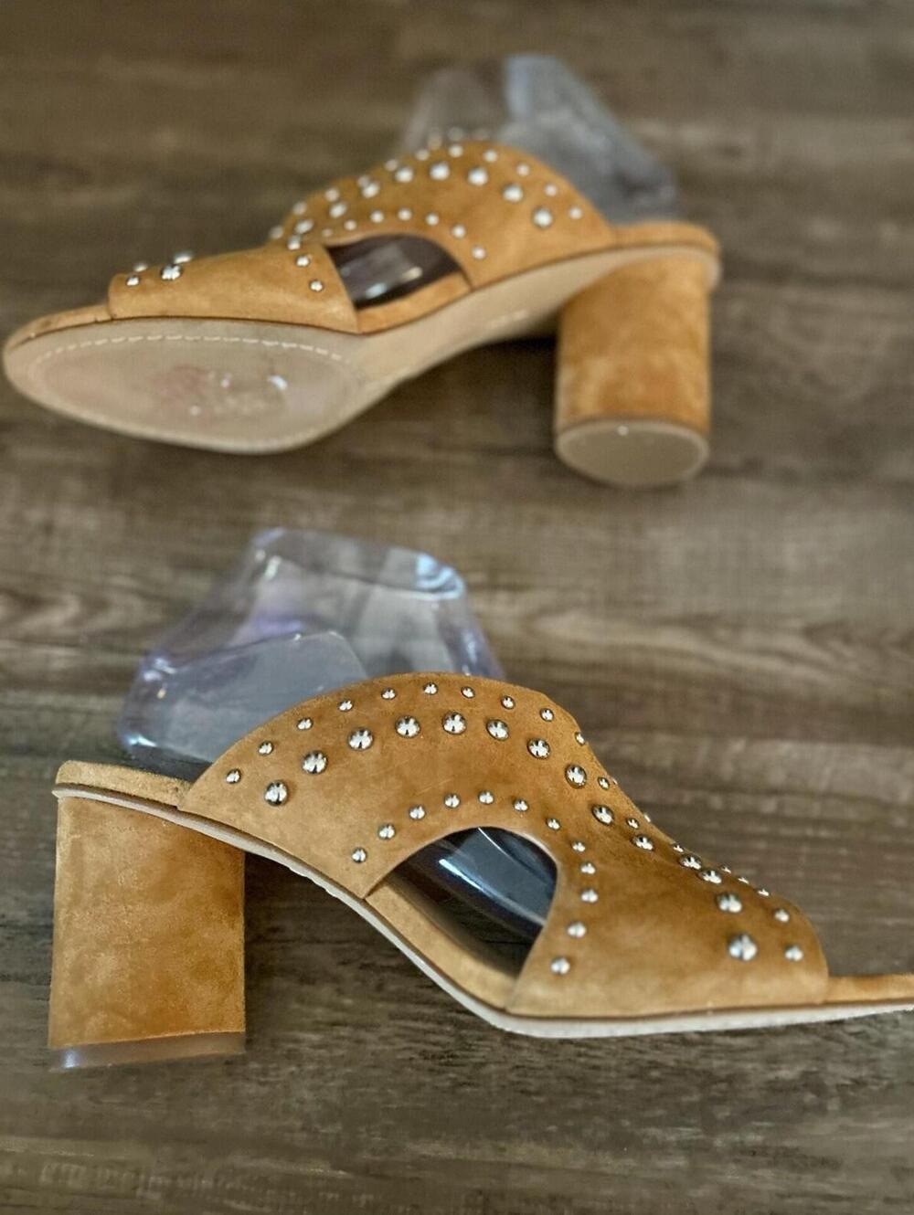 Vince Camuto Women’s Chunky Heel Suede Sandals W/Studded Accent, Size 9 Jorlyn - Picture 6 of 9